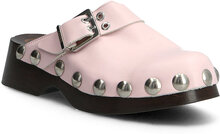 Retro Leather Clog Shoes Clogs Rosa Ganni*Betinget Tilbud