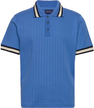 Dropped Needle Ss Pique Tops Knitwear Short Sleeve Knitted Polos Blue GANT