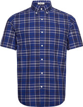 Reg Ut Poplin Check Ss Bd Tops Shirts Short-sleeved Blue GANT