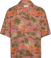 Rel Viscose Hawaii Print Ss Shirt Tops Shirts Short-sleeved Pink GANT