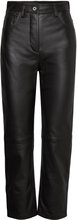 D2. Hw Cropped Leather Pant Bottoms Trousers Leather Leggings-Byxor Black GANT