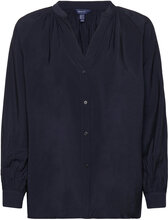 D1. Stand Collar Blouse Tops Blouses Long-sleeved Blue GANT