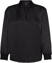 D1. Stand Collar Pop Over Blouse Tops Blouses Long-sleeved Black GANT