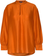 D2. Lyocell Silk Pop Over Blouse Tops Blouses Long-sleeved Orange GANT