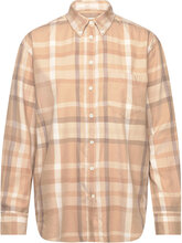 Relaxed Checked Flannel Bd Shirt Tops Shirts Long-sleeved Beige GANT