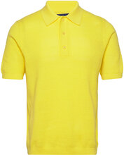 Cotton Texture Polo Ss Tops Knitwear Short Sleeve Knitted Polos Yellow GANT