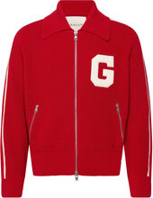 Cropped Shiny Cotton Track Jacket Tops Knitwear Full Zip Jumpers Red GANT