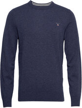 Superfine Lambswool Crew Tops T-shirts Long-sleeved Blue GANT