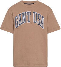 Over D Gant Usa T-Shirt T-shirts Short-sleeved Brun GANT*Betinget Tilbud