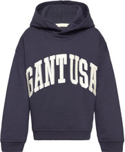 Over D Gant Usa Sweat Hoodie Hettegenser Genser Marineblå GANT*Betinget Tilbud