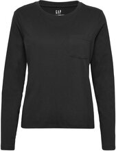 100% Organic Cotton Vintage Long Sleeve Pocket T-Shirt Tops T-shirts & Tops Long-sleeved Black GAP