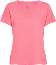 100% Organic Cotton Vintage V-Neck T-Shirt T-shirts & Tops Short-sleeved Rosa GAP*Betinget Tilbud