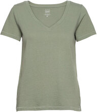100% Organic Cotton Vintage V-Neck T-Shirt T-shirts & Tops Short-sleeved Grønn GAP*Betinget Tilbud