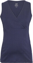 Maternity Organic Cotton V-Neck Nursing Tank Top T-shirts & Tops Sleeveless Marineblå GAP*Betinget Tilbud