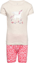 Kids 100% Organic Cotton Unicorn Pj Shorts Set Pyjamas Sett Multi/mønstret GAP*Betinget Tilbud