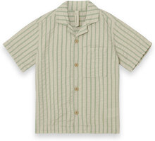 Seersucker Short Sleeve Shirt Tops Shirts Short-sleeved Shirts Green Garbo&Friends