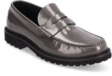 Penny Loafer - Grey Polido Leather Loafers Flade Sko Grey Garment Project