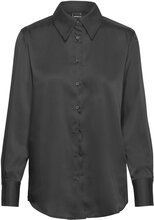 Over D Satin Shirt Tops Shirts Long-sleeved Black Gina Tricot
