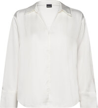 Satin Shirt Tops Shirts Long-sleeved White Gina Tricot
