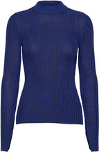 Knitted Lurex Top Tops T-shirts & Tops Long-sleeved Blue Gina Tricot