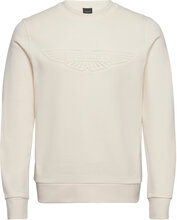 Am Embossed Crew Sweat-shirt Genser Creme Hackett London*Betinget Tilbud