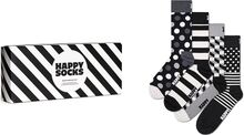 4-Pack Classic Black & White Socks Gift Set Lingerie Socks Regular Socks Black Happy Socks