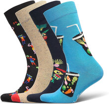 4-Pack Healthy Lifestyle Socks Gift Set Underwear Socks Regular Socks Blue Happy Socks