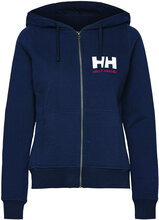 W Hh Logo Full Zip Hoodie Hettegenser Genser Blå Helly Hansen*Betinget Tilbud