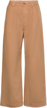 Relaxed Pleated Chinos Bottoms Trousers Wide Leg Beige Hope