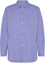 Elma Edit Shirt Mid Blue Micro Stripe Tops Shirts Long-sleeved Blue Hope