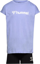 Hmlnova Shorts Set Sport Sets With Short-sleeved T-shirt Blue Hummel