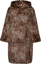 Poncho Flannel Fleece Leopard Morgonrock Brown Hunkemöller