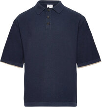 Percy- Knit Shirt Tops T-shirts Polo Shirts Short-sleeved Polo Shirts Navy Hust & Claire