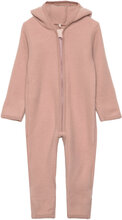 Pram Suit Ears Soft Wool Outerwear Fleece Outerwear Fleece Suits Pink Huttelihut