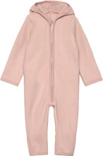 Pram Suit Ears Cot. Fleece Outerwear Fleece Outerwear Fleece Suits Pink Huttelihut