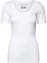 Ihzola Plain Ss Tops T-shirts & Tops Short-sleeved White ICHI
