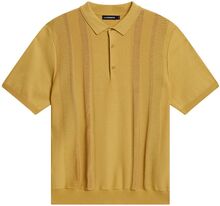 Ryce Texture Blocking Polo Designers Knitwear Short Sleeve Knitted Polos Yellow J. Lindeberg