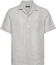 Elio Linen Melange Shirt Tops Shirts Short-sleeved Grey J. Lindeberg