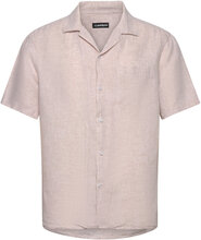 Elio Linen Melange Shirt Tops Shirts Short-sleeved Beige J. Lindeberg