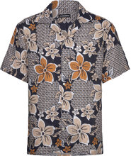 Elio Linen Island Floral Shirt Designers Shirts Short-sleeved Black J. Lindeberg