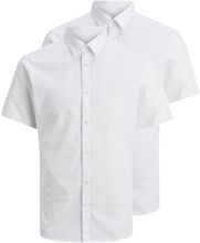 Jjjoe Shirt Ss Plain 2 Pack Mp Tops Shirts Short-sleeved White Jack & J S