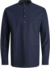 Jjesummer Tunic Linen Blend Shirt Ls Sn Tops Shirts Linen Shirts Navy Jack & J S