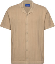 Jorvalencia Structure Knit Ss Polo Sn Tops Shirts Short-sleeved Beige Jack & J S