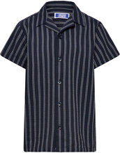 Jorpalma Seersucker Shirt Ss Jnr Tops Shirts Short-sleeved Shirts Navy Jack & J S