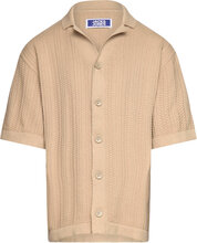 Jorvalencia Structure Knit Ss Polo Jnr Tops Shirts Short-sleeved Shirts Beige Jack & J S