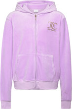 Juicy Velour Zip Through Hoodie Tops Sweat-shirts & Hoodies Hoodies Purple Juicy Couture