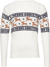 The Elegant Christmas Jumper White Strikkegenser M. Rund Krage Hvit Christmas Sweats*Betinget Tilbud