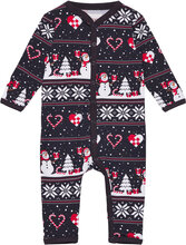 Christmas Heart Jumpsuit Navy Baby Pyjamas Sie Jumpsuit Multi/patterned Christmas Sweats