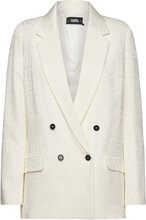 Logo Tailored Blazer Blazers Double Breasted Blazers White Karl Lagerfeld