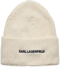 K/Essential Beanie Designers Headwear Beanies Cream Karl Lagerfeld